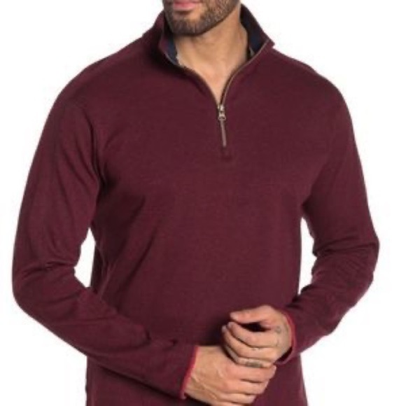 Robert Graham Burgundy 1/4 Zip Pullover Sweater - Picture 1 of 8